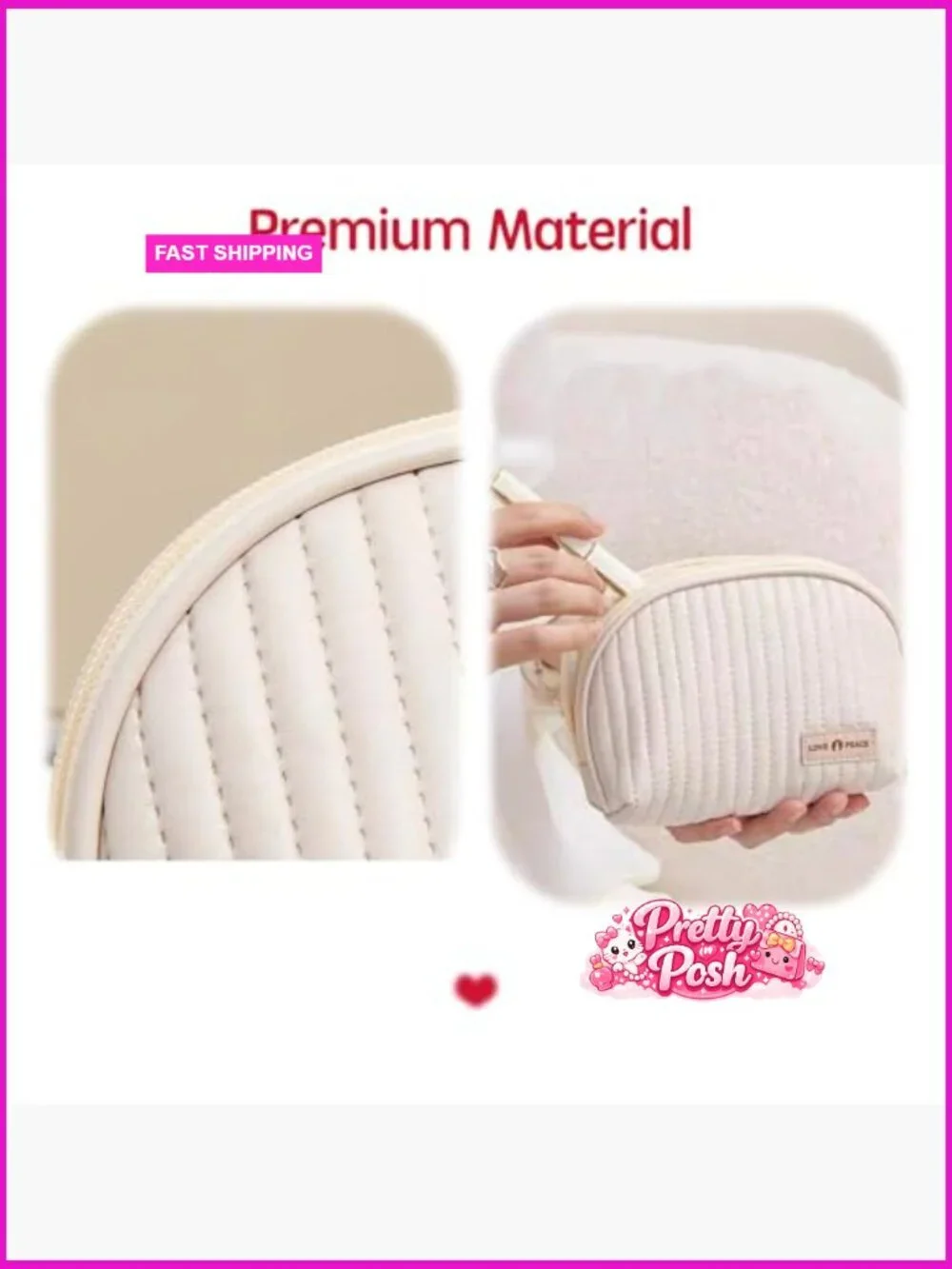 PU Leather Mini Cosmetic Bag Waterproof Makeup Organizer with Zipper